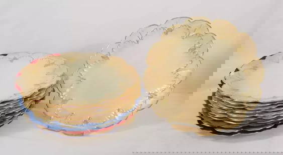 11 Pretty Royal Worcester Gilt Porcelain Floral Plates 1889: Condition: Used: An item that has been used previously. The item may have some signs of cosmetic wear, but is fully operational and functions as intended. This item may be a floor model or store