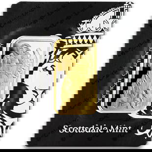 1 oz Scottsdale Archangel Michael Gold Bar (New): Certification: Assay Card,Shape: Bar,Brand/Mint: Scottsdale Mint,Country/Region of Manufacture: United States,Precious Metal Content per Unit: 1.00000,Fineness: 0.9999,Composition: Gold