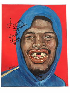 Leon Spinks Signed Original Art Work 1/1 Hand Painting COA Autograph Canvas: Player: Leon Spinks,Original/Reprint: Original,Sport: Boxing,Product: Photo,Autograph Authentication: Inscriptagraphs