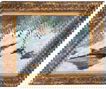 1953 Bob Nally New England Massachusetts Snow Winter Scene Oil on Board Painting: Condition: Used,Type: Painting,Artist: Bob Nally,Framing: Matted & Framed,Material: Board,Signed: Yes,Size: Medium,Style: Expressionism,Subject: Forest, Seasons,Year of Production: 1953