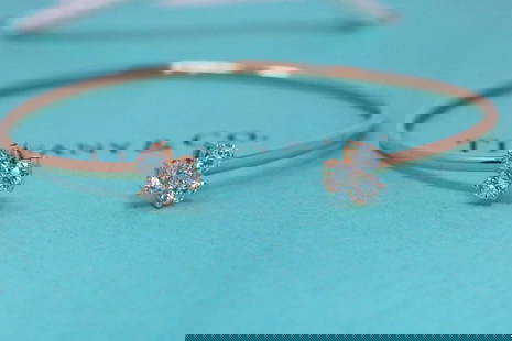 Tiffany & Co Aria Rose Gold Diamond Cuff Bracelet .59ctw 18K: Condition: Pre-owned: An item that has been used or worn previously. See the seller’s listing for full details and description of any imperfections. ,Number of Diamonds: 6,Main Stone Creation: