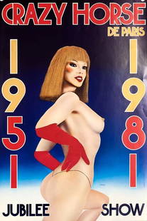 CRAZY HORSE JUBILEE SHOW PARIS 1981 BY RAZZIA RARE PIECE !: Size14 X 21 inches approx. Condition: Used: An item that has been used previously. See the seller’s listing for full details and description of any imperfections. ,Artist: Razzia,Type: