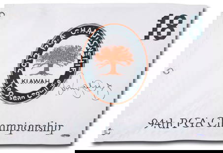 Rory McIlroy Signed Autographed 2012 PGA Championship Pin Flag Kiawah Ocean UDA: Player: Rory McIlroy,Sport: Golf-PGA,Product: Flag,Original/Reprint: Original,Autograph Authentication: Upper Deck