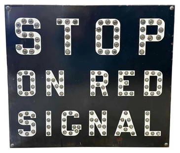 Vintage GRS General Railway Signal Enamel Steel STOP ON RED Glass Marble Sign: DIMENSIONS: 25.5" in length, 22.5" in height, 1.5" in thickness, 4.5" in depth with mounting brackets. Condition: Used,Country/Region of Manufacture: United States