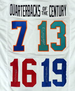 QB's Of The Century Autographed Jersey Unitas, Marino & Montana Beckett AA00353: Sport: Football,Product: Ball,Player: Johnny Unitas,Autograph Authentication: Beckett,Team: Not Specified,Original/Reprint: Original,UPC: Does not apply