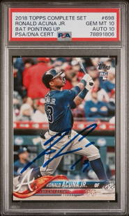 2018 Topps Complete Set Ronald Acuna Jr. PSA 10/10 Rookie Auto DNA #698 POP 26: 2018 Topps Complete Set Ronald Acuna Jr. PSA 10/10 Rookie Auto DNA #698 POP 26
