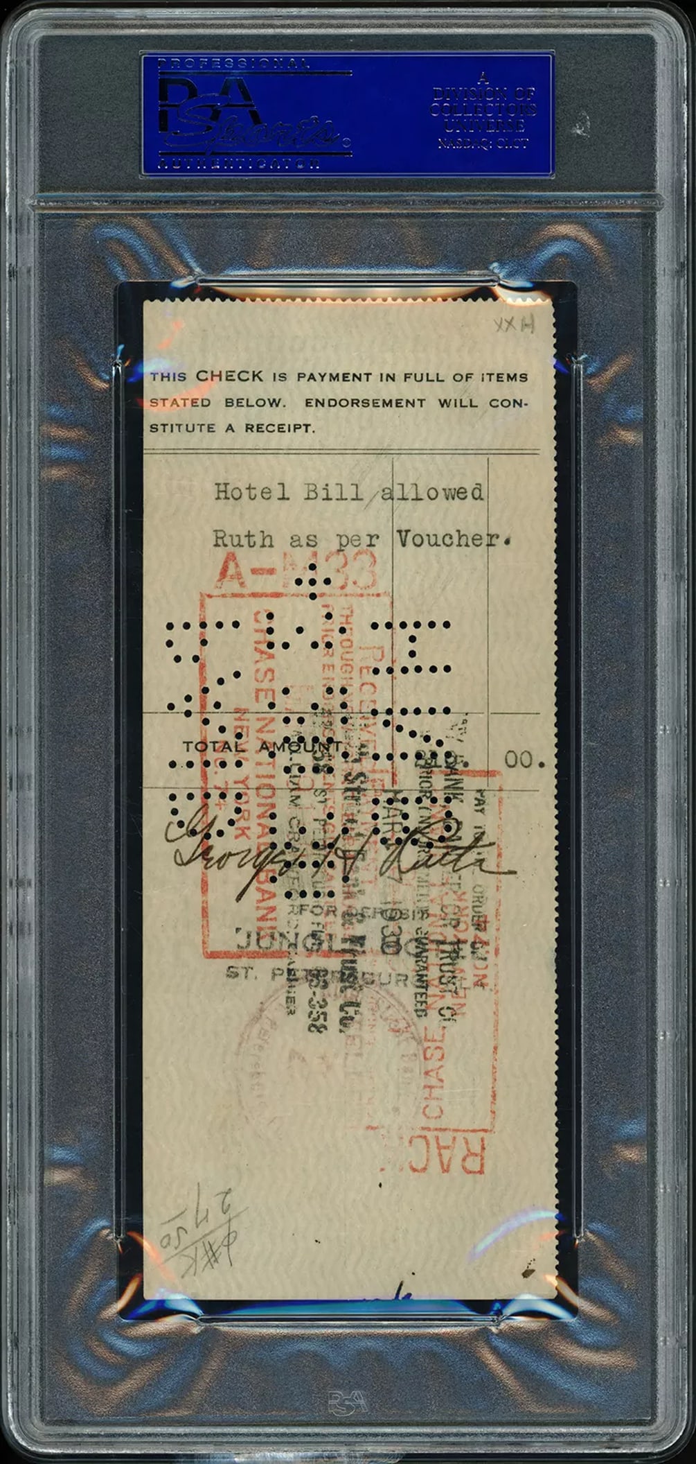 Babe Ruth Autographed 3x6.5 New York Yankees Payroll Check PSA/DNA #E67077 (1 of 2)
