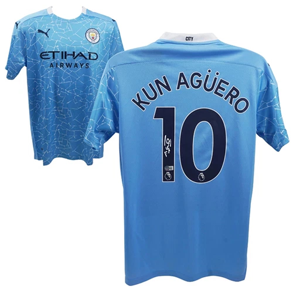 Sergio Aguero Signed Manchester City Home Soccer Jersey #10 with Beckett COA (1 of 4)