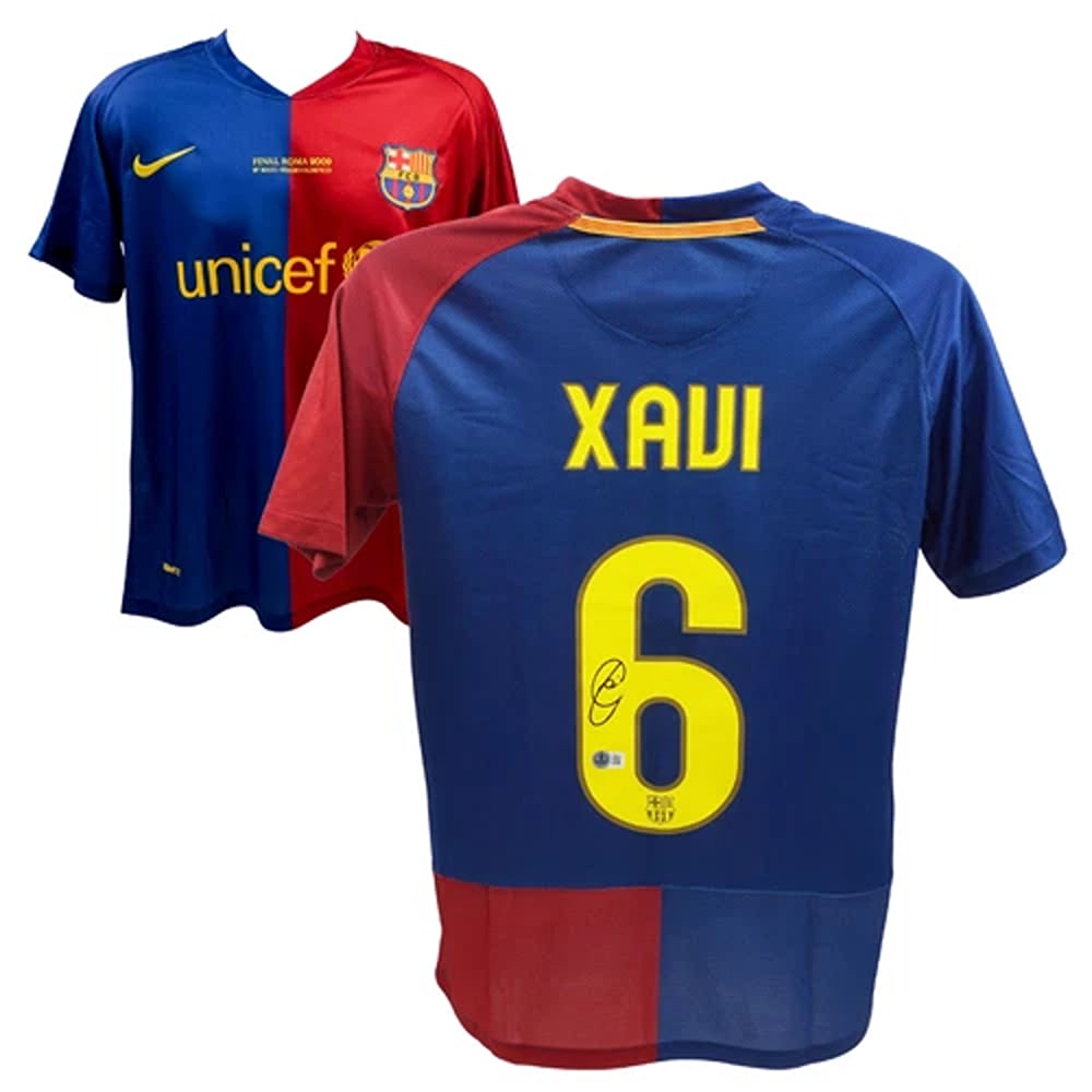 Xavi Hernandez Signed Barcelona 2009 UCL Final Soccer Jersey #6 with Beckett COA (1 of 4)