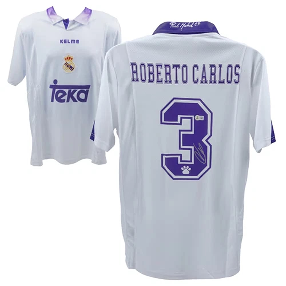 Roberto Carlos Signed Real Madrid FC Home Soccer Jersey #3 with Beckett Witness (1 of 4)