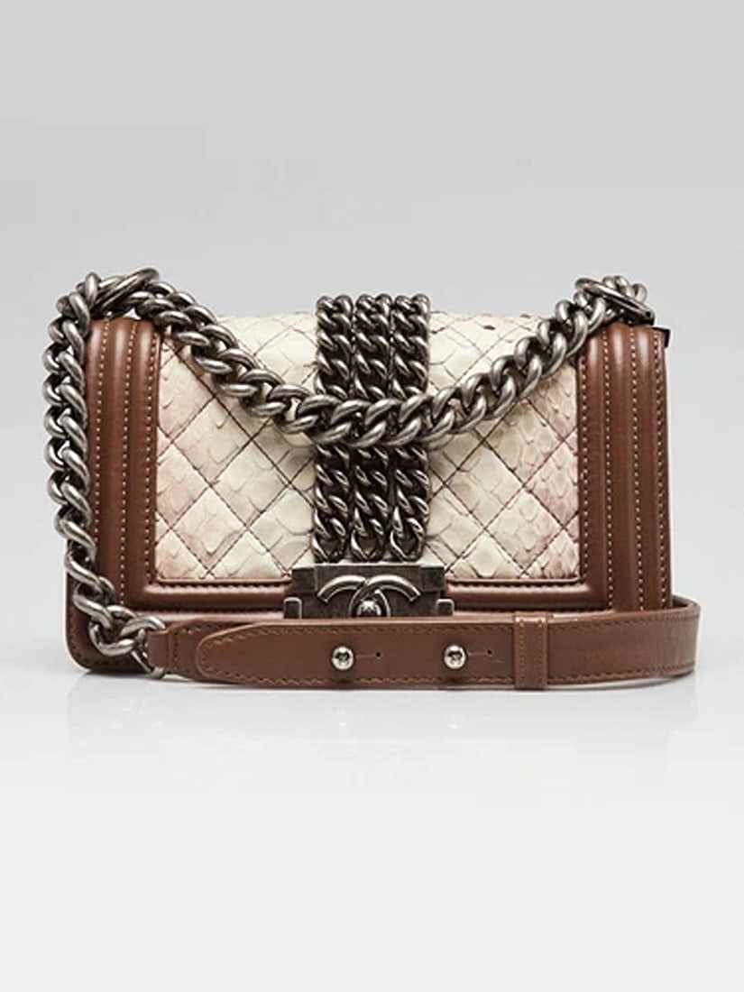 Chanel Tuberose/Brown Ombre Python Rock Chain Small Boy Bag (1 of 11)