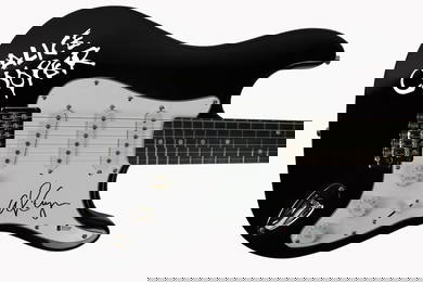 Alice Cooper Authentic Signed Black Electric Guitar w/ Decal Autographed BAS