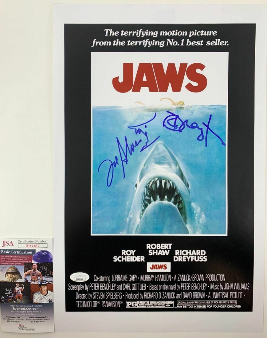 Richard Dreyfuss & Joe Alves Dual Signed JAWS 11x17 Poster B Autographed JSA COA (1 of 1)