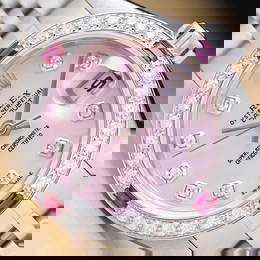 ROLEX LADIES DATEJUST 79174 PINK MOTHER OF PEARL 18K GOLD SS DIAMOND RUBY WATCH
