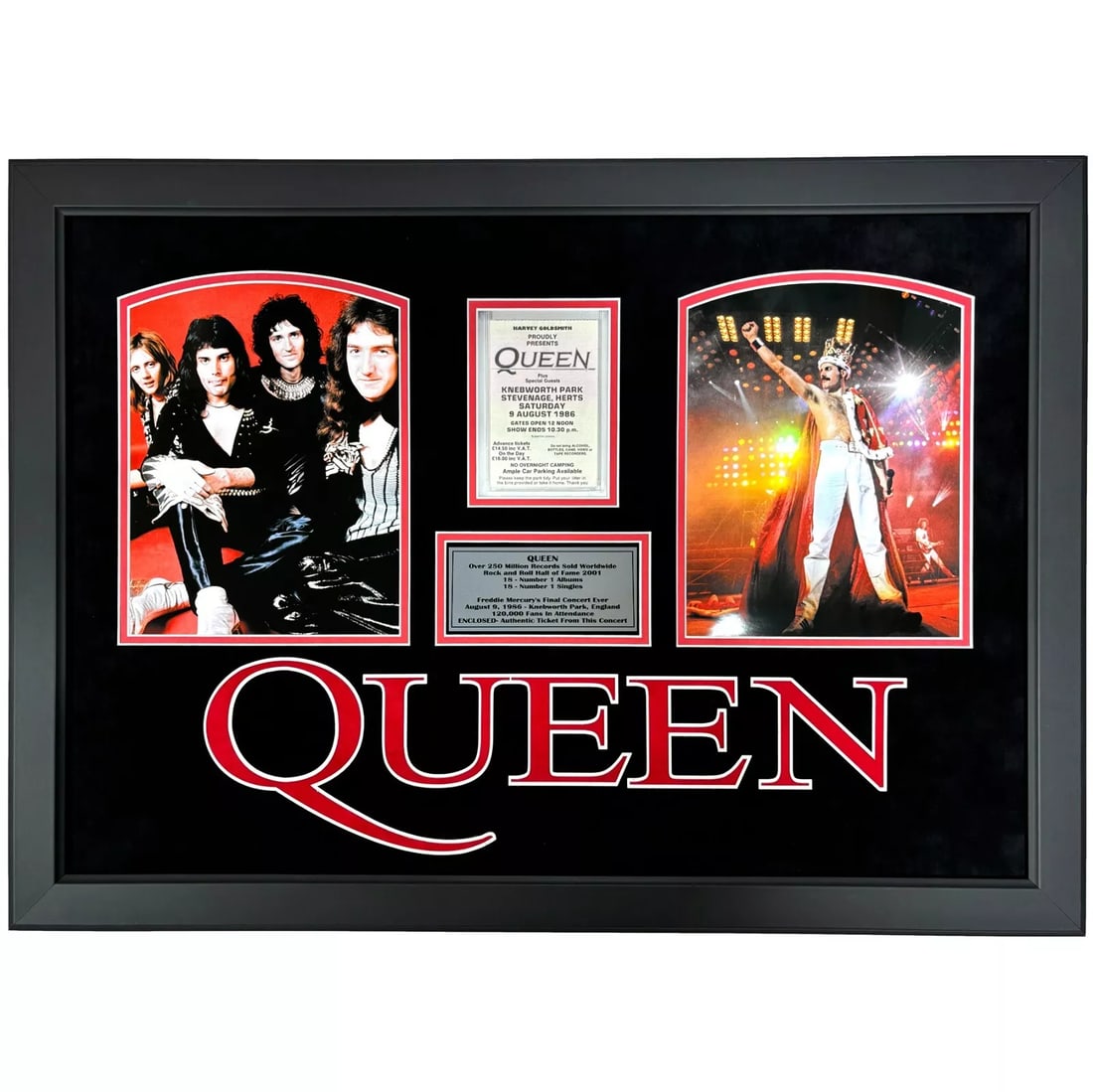 Freddie Mercury Queen Authentic Last Concert Ever Ticket PSA COA Framed Collage (1 of 8)