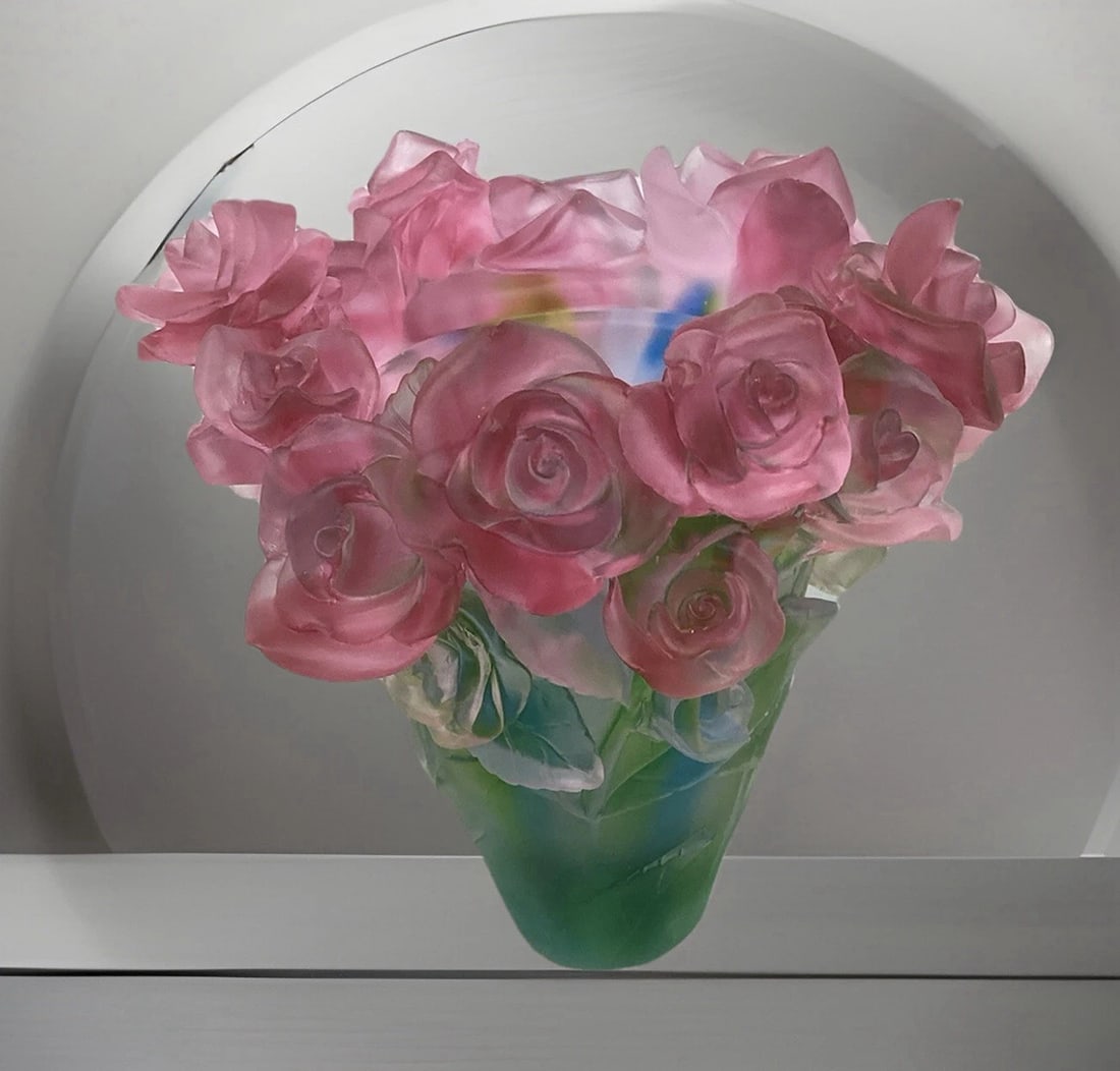 Nancy Daum Style Crystal Rose Vase Multi Color Unique Art GlassH7 (1 of 15)