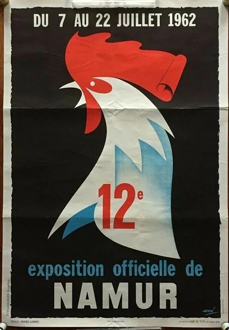 Original Vintage 60s Namur Exposition Poster by Hervé Morvan - 1960s Mid Century (1 of 2)