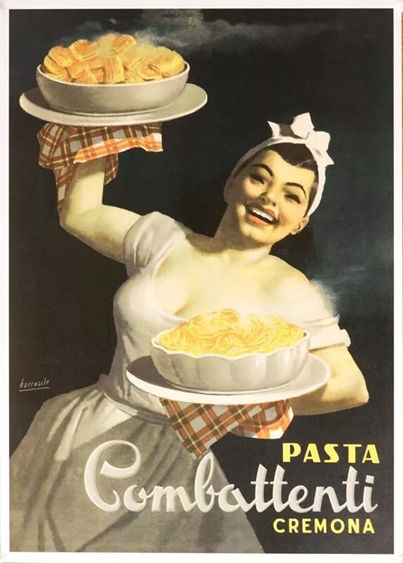 PASTA POSTER by Gino Boccasile vintage poster on linen ON LINEN (1 of 1)