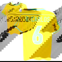 Roberto Carlos Signed Brazil FC Home Soccer Jersey #6 with Beckett Witness