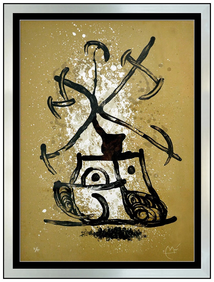 Joan MIRO Large Color Lithograph Entraineuse Brun Hand Signed Modern Abstract: Artist: Joan Miro,Unit of Sale: edition of 75,Signed By: Joan Miro,Signed: Yes,Size: Large,Date of Creation: 1950-1969,Material: Lithograph,Certificate of Authenticity (COA): Yes,Original/Licensed Rep