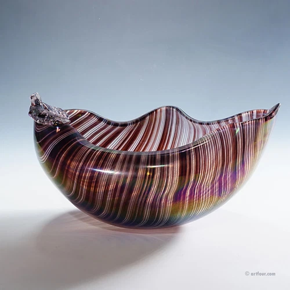 Large Tessuto Bowl by Tyra Lundgren for Venini, Murano: Condition: Used,Brand: ArtGlass,Material: Glass,Type: Art Glass,Handmade: Yes,Vintage: Yes