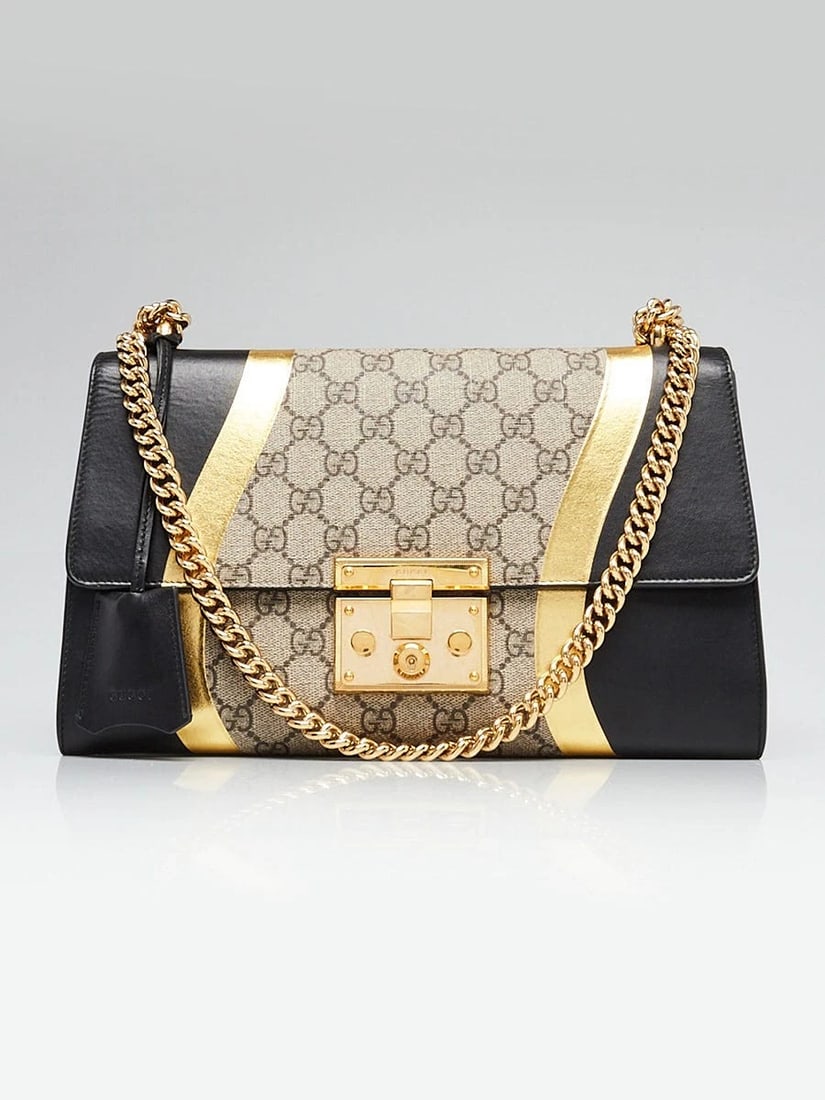 Gucci Beige/Ebony GG Supreme Coated Canvas Padlock Medium Shoulder Bag (1 of 12)