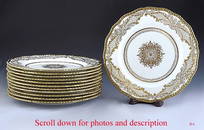 Best 12 Royal Doulton Gilt Porcelain RA2600 Dinner Plates