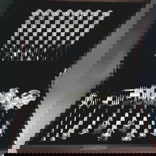 Lovely 54pc Gorham Sterling Silver Chantilly Flatware Set Serves 8: Brand: Gorham,Type: Flatware Set,Composition: Sterling Silver,Maker: Gorham