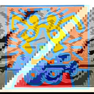 KEITH HARING ESTATE RARE 1999 LITHOGRAPH PRINT POP ART POSTER " UNTITLED " 1988: Condition: Used,Size: Medium (up to 36in.),Artist: Keith Haring,Style: Abstract, Pop Art, Modernism,Material: Paper,Theme: Art,Type: Poster,Features: RARE OUT OF PRINT,Subject: Famous
