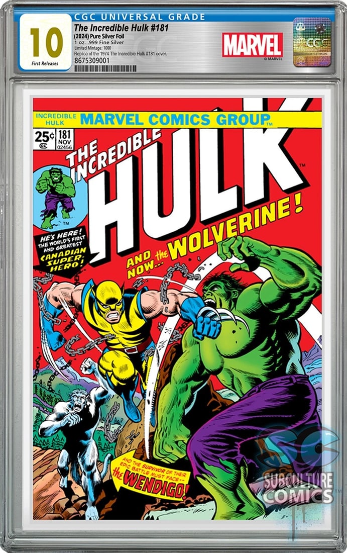 MARVEL COMICS - INCREDIBLE HULK #181 - SILVER FOIL CGC 10 GEM MINT FIRST RELEASE (1 of 3)