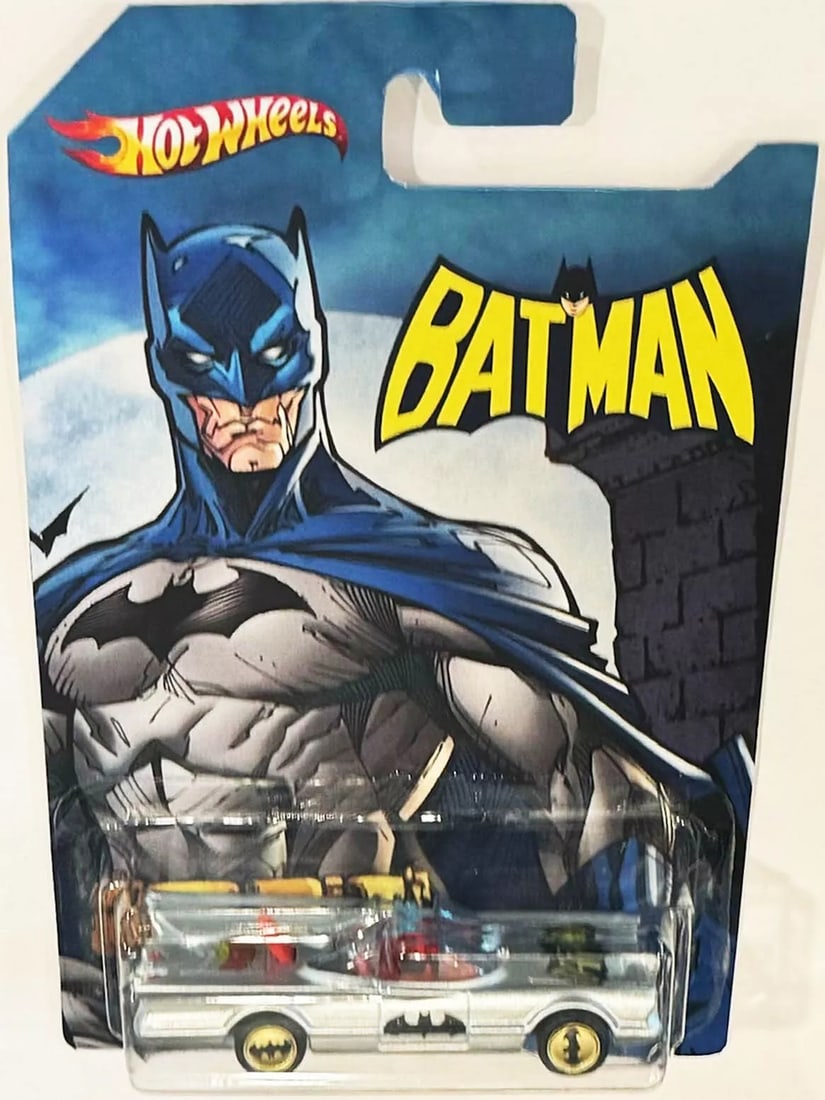 Silver 1966 BATMOBILE TV SERIES Custom Hot Wheels Batman Series w/RR (1 of 2)