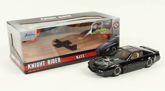 David Hasselhoff Signed "Knight Rider" KITT 1982 Pontiac Firebird Trans AM 1:24 Diecast Car (Beckett: Jada Toys Hollywood Ride 1:24 scale "Knight Rider" 1982 Pontiac Firebird Trans AM Diecast car. Hand-signed by David Hasselhoff. Comes with original packaging as shown. The lot / autograph(s)