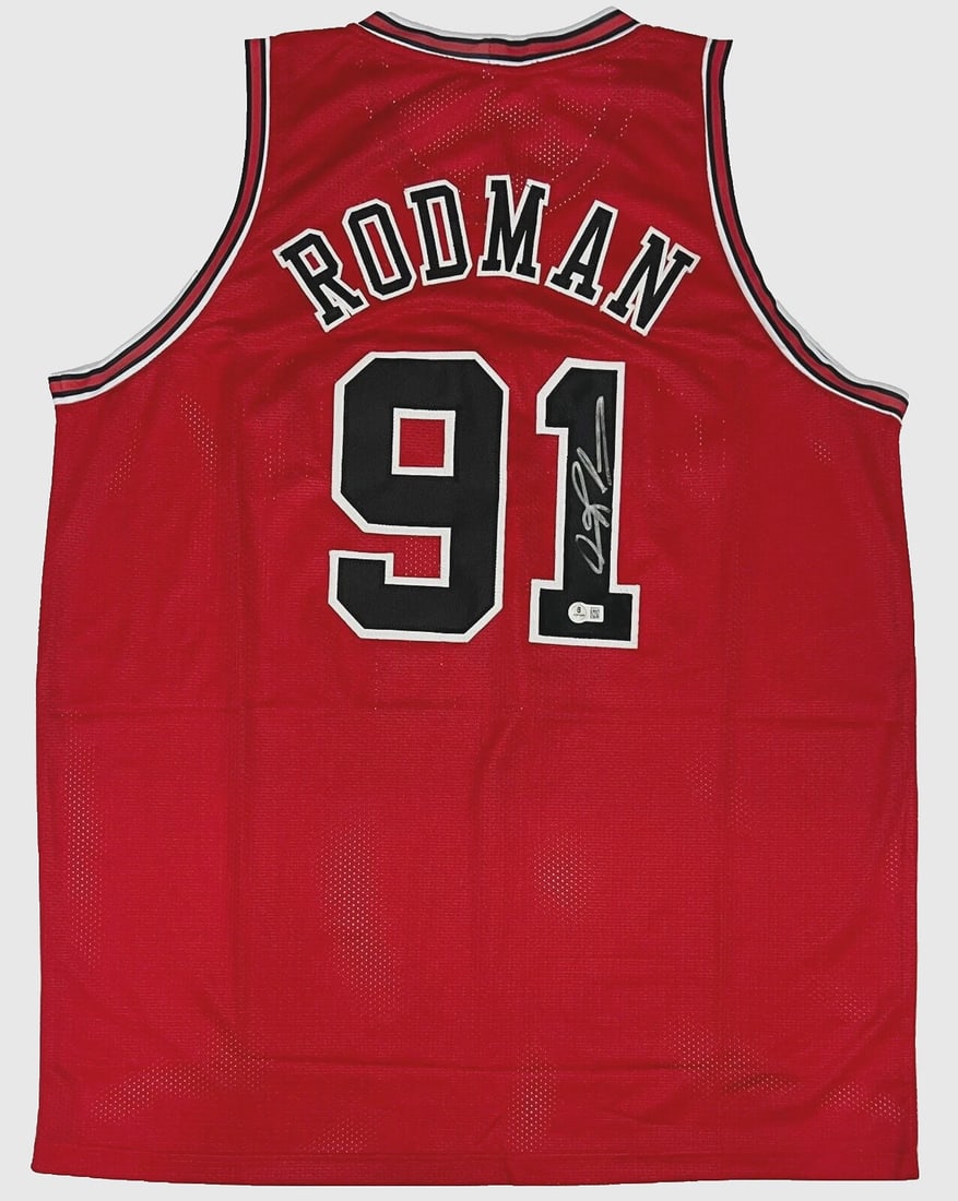 Chicago Dennis Rodman Signed Custom Red Jersey Auto BAS Beckett NEW Hologram (1 of 9)
