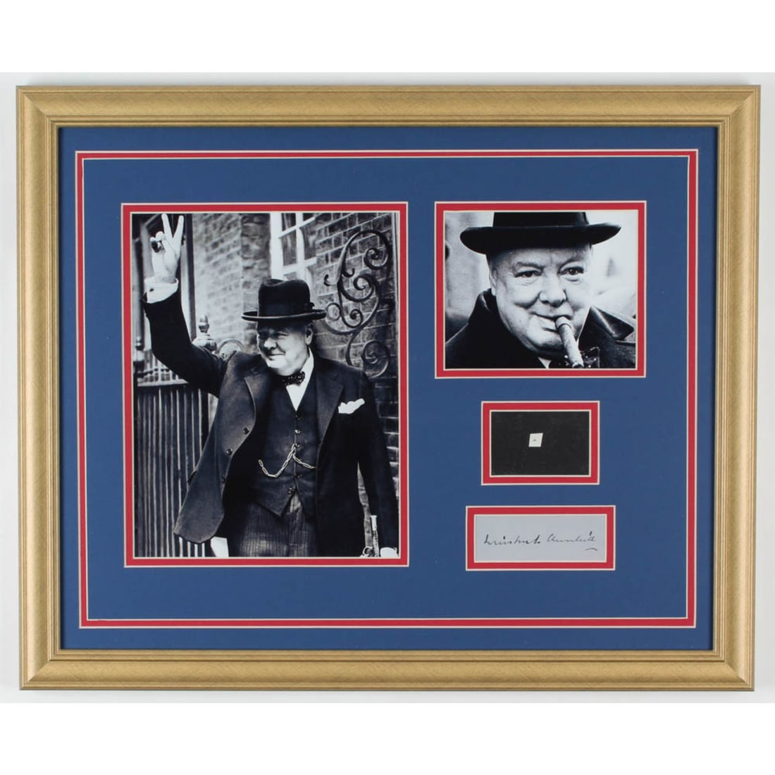 Sir Winston Churchill 18x22 Custom Framed Display with (1) Hand-Written Word from Letter (JSA LOA (1 of 2)