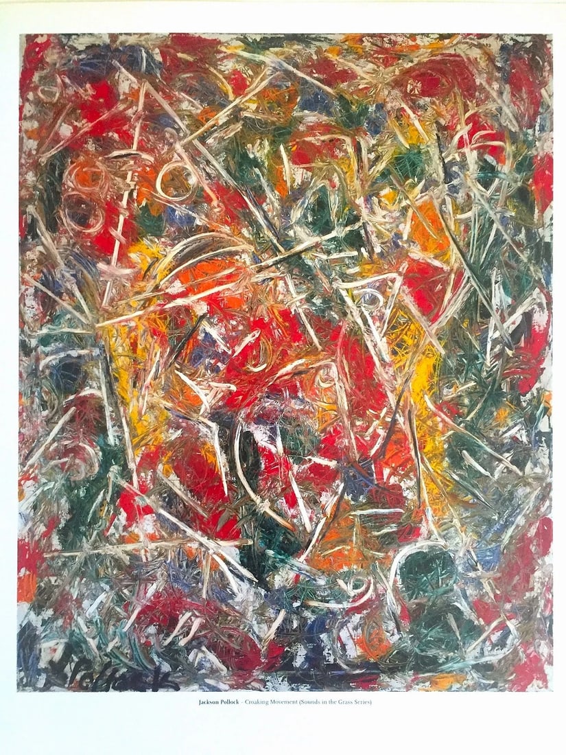 JACKSON POLLOCK ABSTRACT EXPRESSIONIST LITHOGRAPH PRINT "CROAKING MOVEMENT" 1946: Features: RARE OUT OF PRINT, POLLOCK - KRASNER FOUNDATION AUTHORIZED,Width (Inches): 11",Listed By: Dealer or Reseller,Subject: Famous Paintings/Painters,Size: Medium (up to 36in.),Material: Offset Li