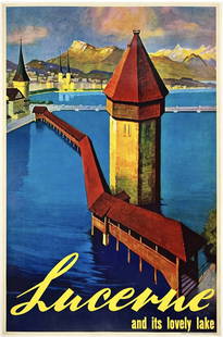 Original Vintage Poster LUCERNE AND ITS LOVELY LAKE Swiss Travel Tourism LINEN: Condition: Used,Artist: Otto Landolt,Type: Poster,Year of Production: 1936,Width (Inches): 26.5",Height (Inches): 40.4",Style: Vintage,Theme: Travel,Original/Licensed Reprint: Original,Country/Region