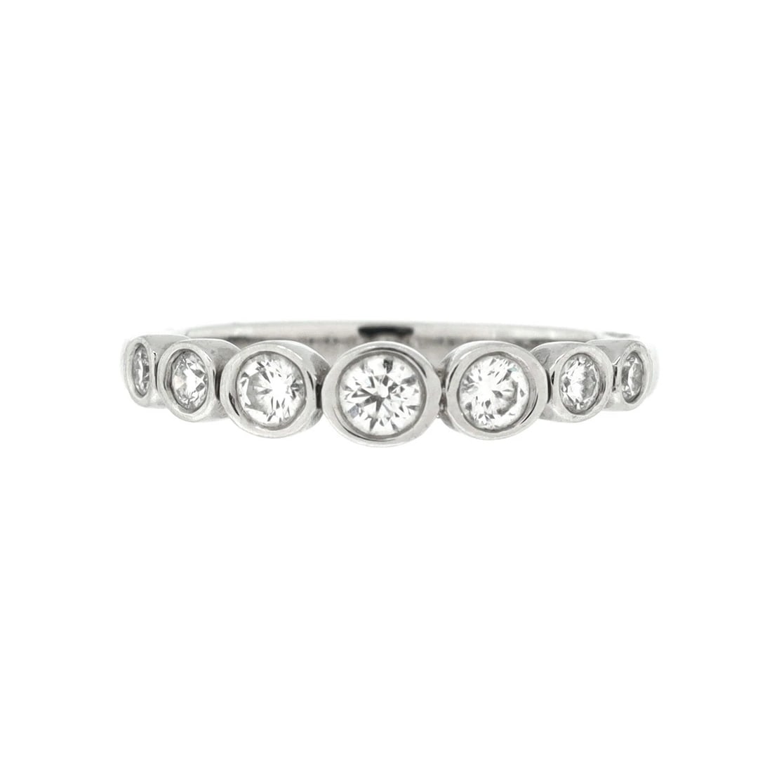 Tiffany & Co. Tiffany Jazz Graduated Band Ring Platinum and Diamonds: Condition: Pre-owned,Brand: Tiffany & Co.,Main Stone: Diamond,Metal: Platinum (Pt950),Metal Purity: Unknown,Ring Size: 4.5 - 48,Type: Ring,Color: Silver,Style: Platinum And Diamonds,Material: Diamond,