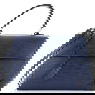 Louis Vuitton Cluny Top Handle Bag Epi Leather MM: Condition: Pre-owned,Brand: Louis Vuitton,Exterior Material: Leather,Style: Top Handle,Exterior Color: Blue,Department: Women,Size: Mm,Accessories: Clochette, With Strap