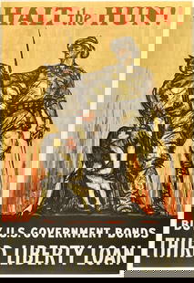 Original Vintage Poster HALT THE HUN Propaganda War WWI USA Liberty Loan LINEN: Condition: Used,Conflict: WW I (1914-18),Original/Reproduction: Original,Theme: Militaria,Region of Origin: United States