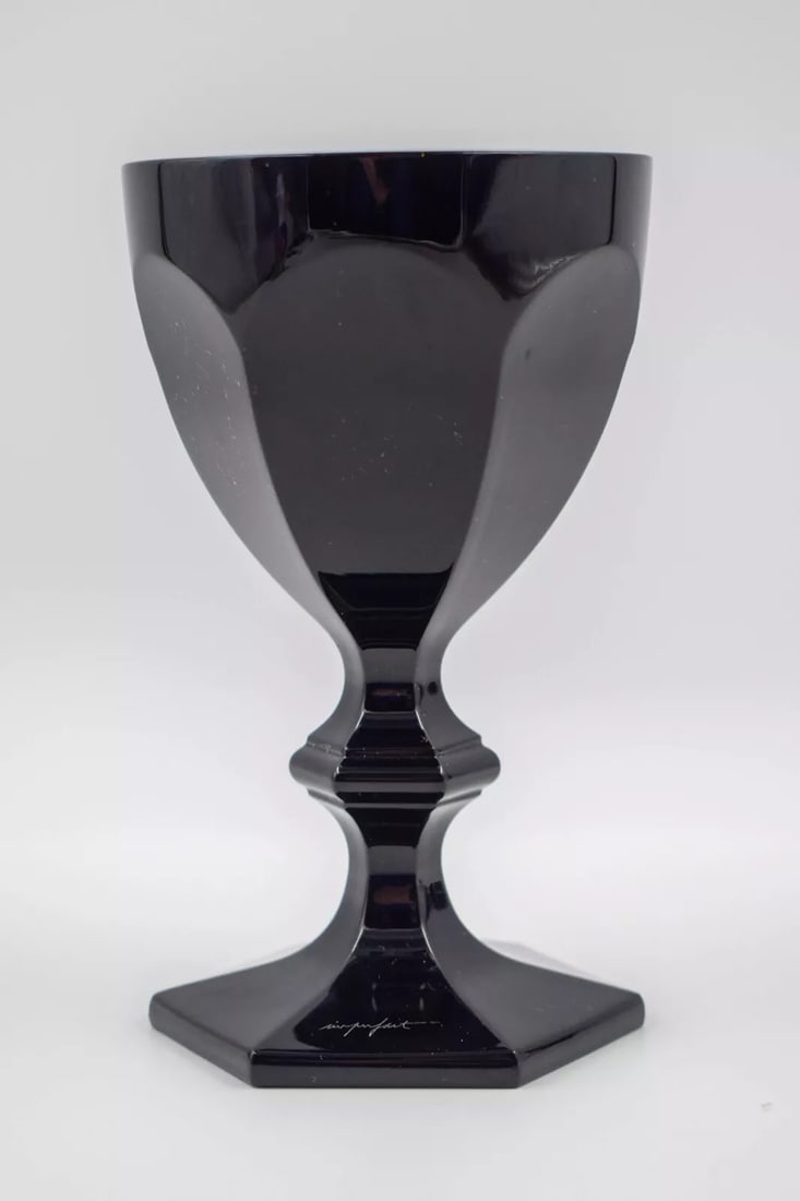 Baccarat Black Harcourt Imperfect/ Imperfait Philippe Starck Wine Glass: Measures 5 3/8" high by 3 1/8" wide.. Condition: Used,Brand: Starck,Type: Wine Glass,Color: Black