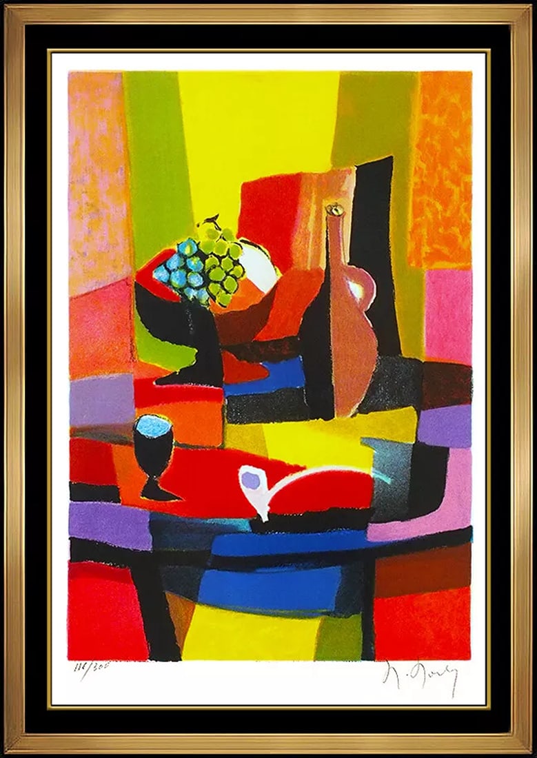 Marcel Mouly Original Color Lithograph Hand Signed Cubism Still Life Modern Art: Artist: Marcel Mouly,Unit of Sale: edition of 300Type: Print,Signed: Yes,Style: Cubism,Material: Lithograph,Features: Framed, Matted, Signed,Certificate of Authenticity (COA): Yes,Original/Licensed Re