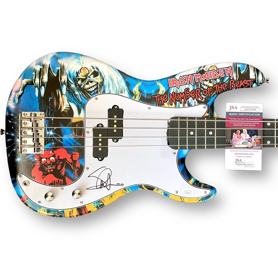 Steve Harris Signed Custom Guitar IRON MAIDEN (JSA COA): Industry: Music,Signed: Yes,Autograph Authentication: James Spence (JSA),Object Type: Guitar & Guitar Pick,Original/Reproduction: Original