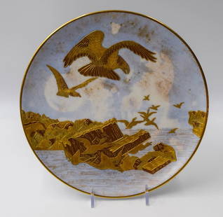 Rare Coalport Hand Painted Raised Gold Cabinet Plate - Birds: Condition: Used,Type: Collector Plate