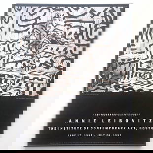 RARE VINTAGE 1992 ANNIE LEIBOVITZ & KEITH HARING ICA EXHBTN PRINT FRAMED POSTER: Condition: Used,Features: RARE OUT OF PRINT, Framed,Width (Inches): 24 1/4",Listed By: Dealer or Reseller,Subject: Famous People,Size: Medium (up to 36in.),Height (Inches): 30",Date of Creation: 1990-