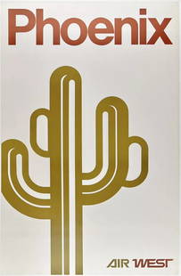 Original Vintage Poster PHOENIX AIR WEST Howard Hughes Airline Travel Tourism OL: Condition: Used,Type: Poster,Country/Region of Manufacture: United States,Modified Item: No