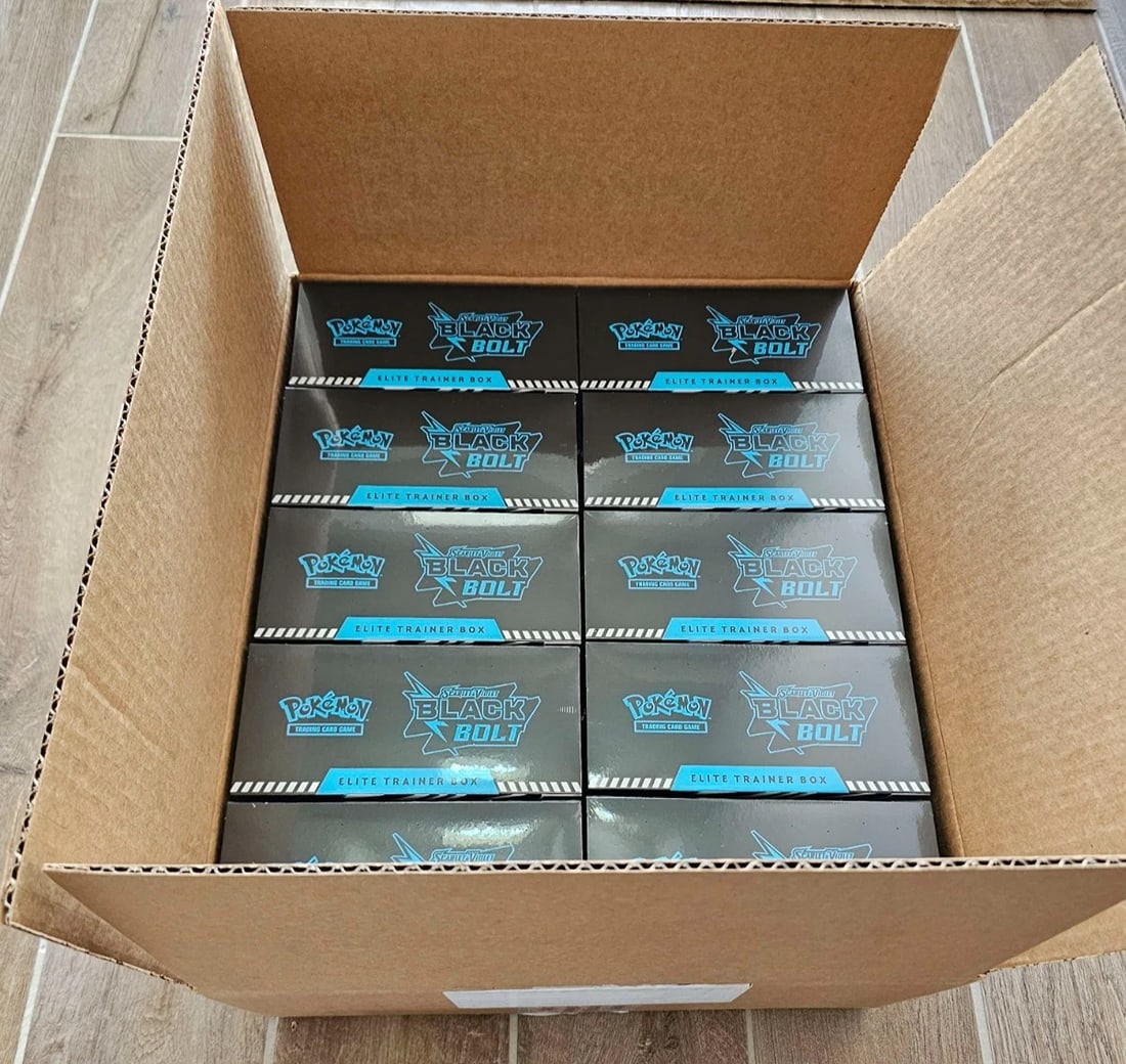 Case of 10 Pokémon TCG Black Bolt Elite Trainer Boxes ETB (1 of 4)