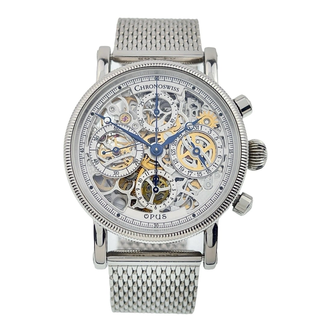 Chronoswiss Opus 38mm Mens Watch With A Skeleton Dial: Specs:-Fits up to 7.75-inch wrist-Automatic movement-38mm-Skeleton dial-Non oem bandRef: CH7523Includes: Watch only.. Condition: Pre-owned: An item that has been used previously. The item may have som