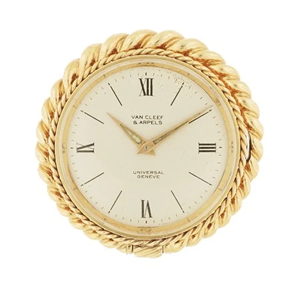 Van Cleef & Arpels 18k Yellow Gold Ladies' 8 Day Travel Clock, Made in France (1 of 4)