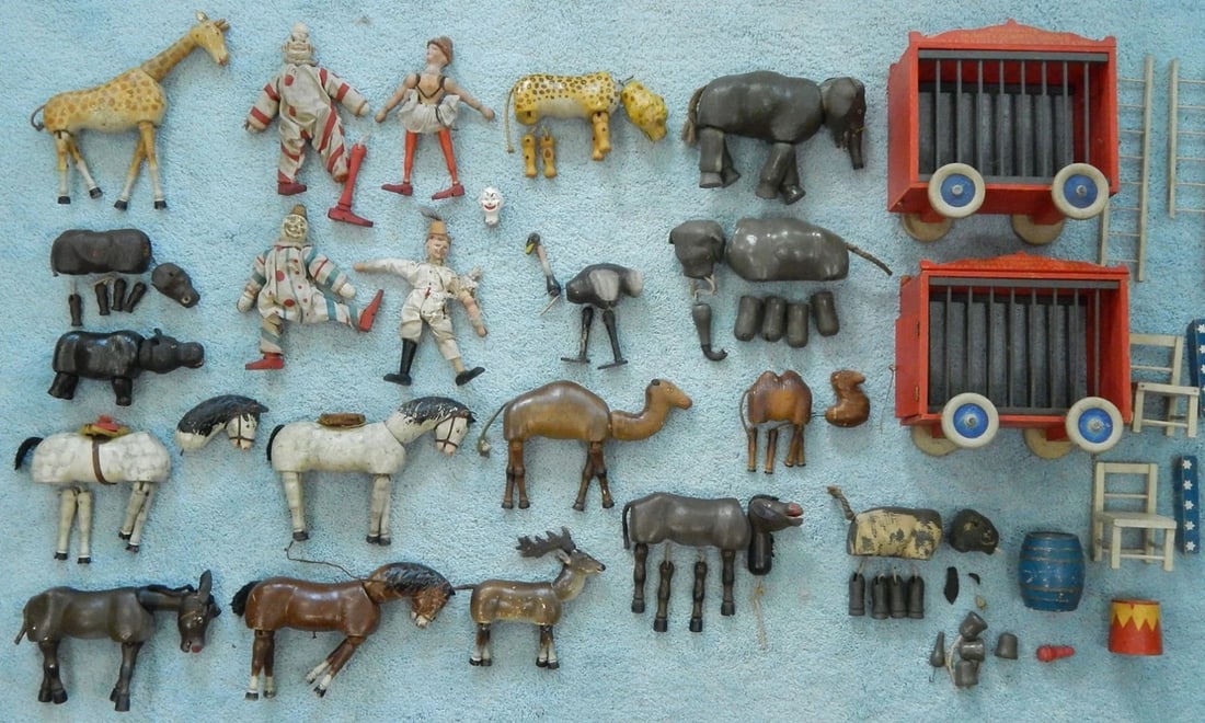 lot schoenhut circus animal elephant camel horse leopard wagon ostrich giraffe (1 of 13)