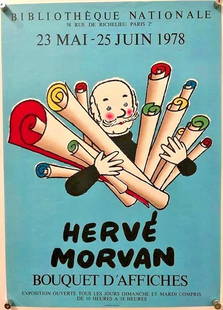 Original Vintage 70s Exhibition Poster - Hervé Morvan - Bouquet d'affiches 1978: Width (Inches): 44.5,Listed By: Dealer or Reseller,Subject: Advertising,Originality: Original,Colour: Multi-Colour,Height (Inches): 61.5,Character: Art,Date of Creation: 1970s,Artist: Hervé Morvan,Ye